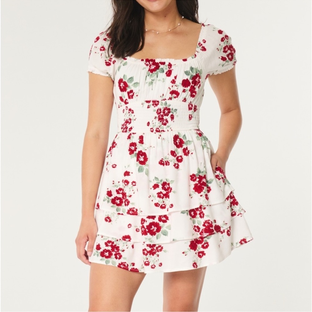 Hollister Red Floral Skort Dress